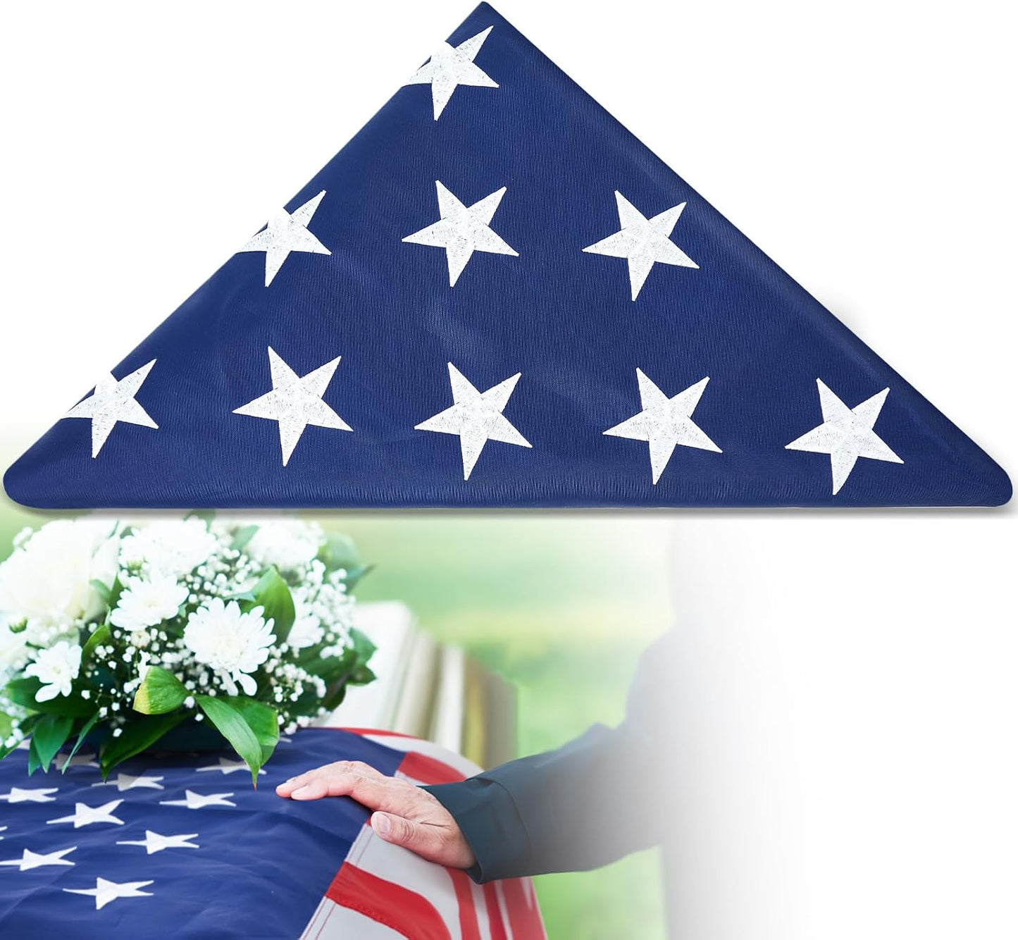 5 x 9.5 ft Folded Memorial American Flag for Graves Display