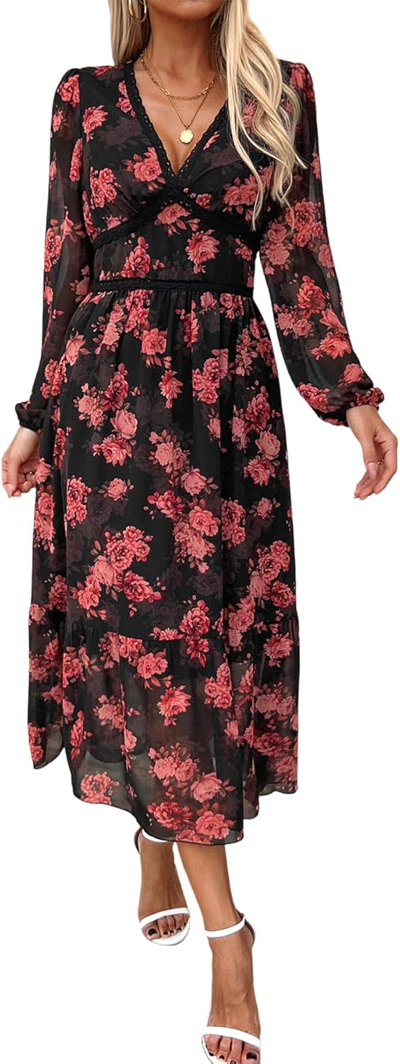 Women's Spring Wrap Maxi Dress for Elegant Wedding Guests