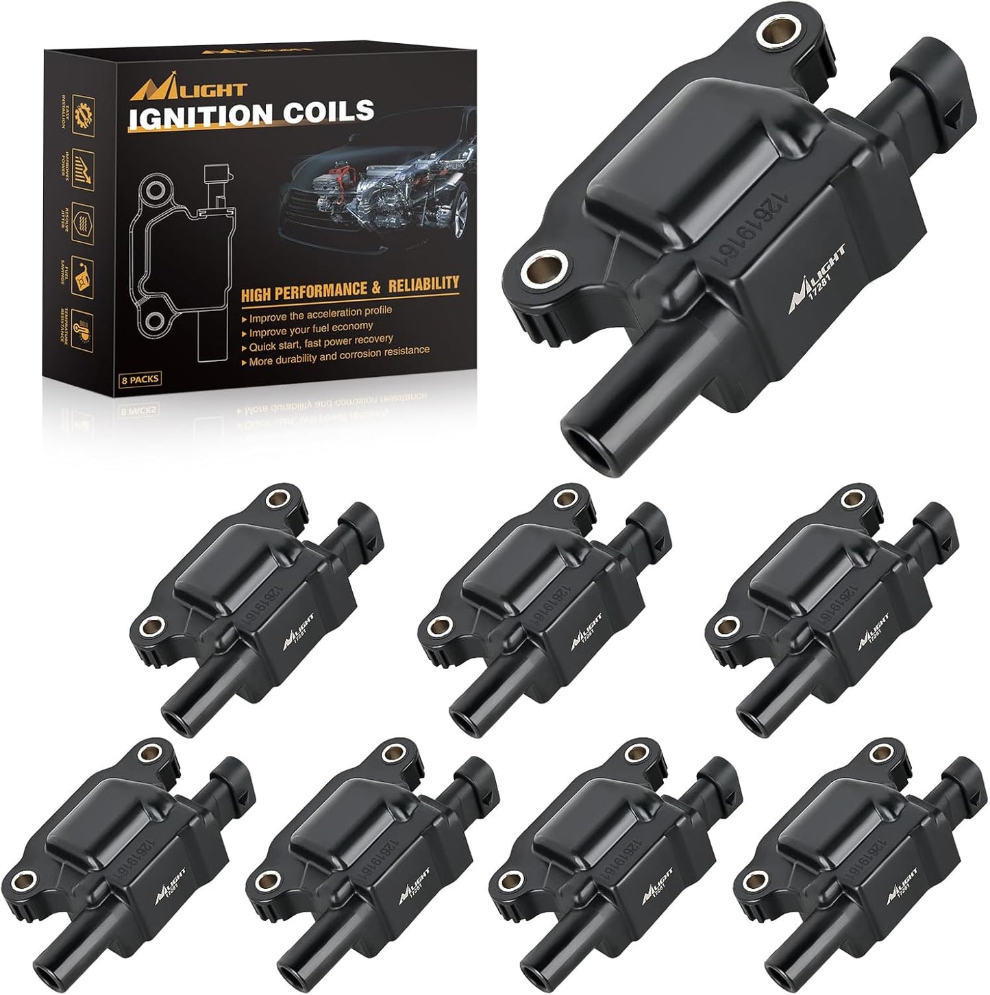 Nilight Ignition Coil Pack UF413 for Chevy Silverado and More