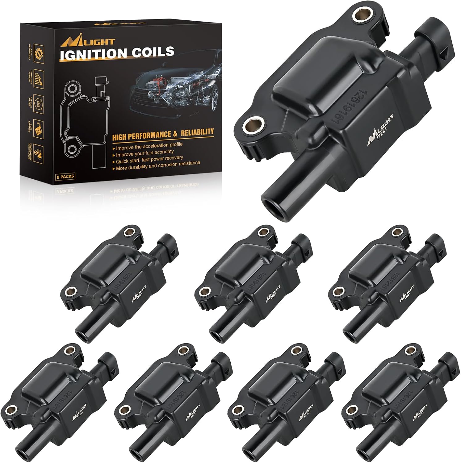 Nilight Ignition Coil Pack UF413 for Chevy Silverado and More