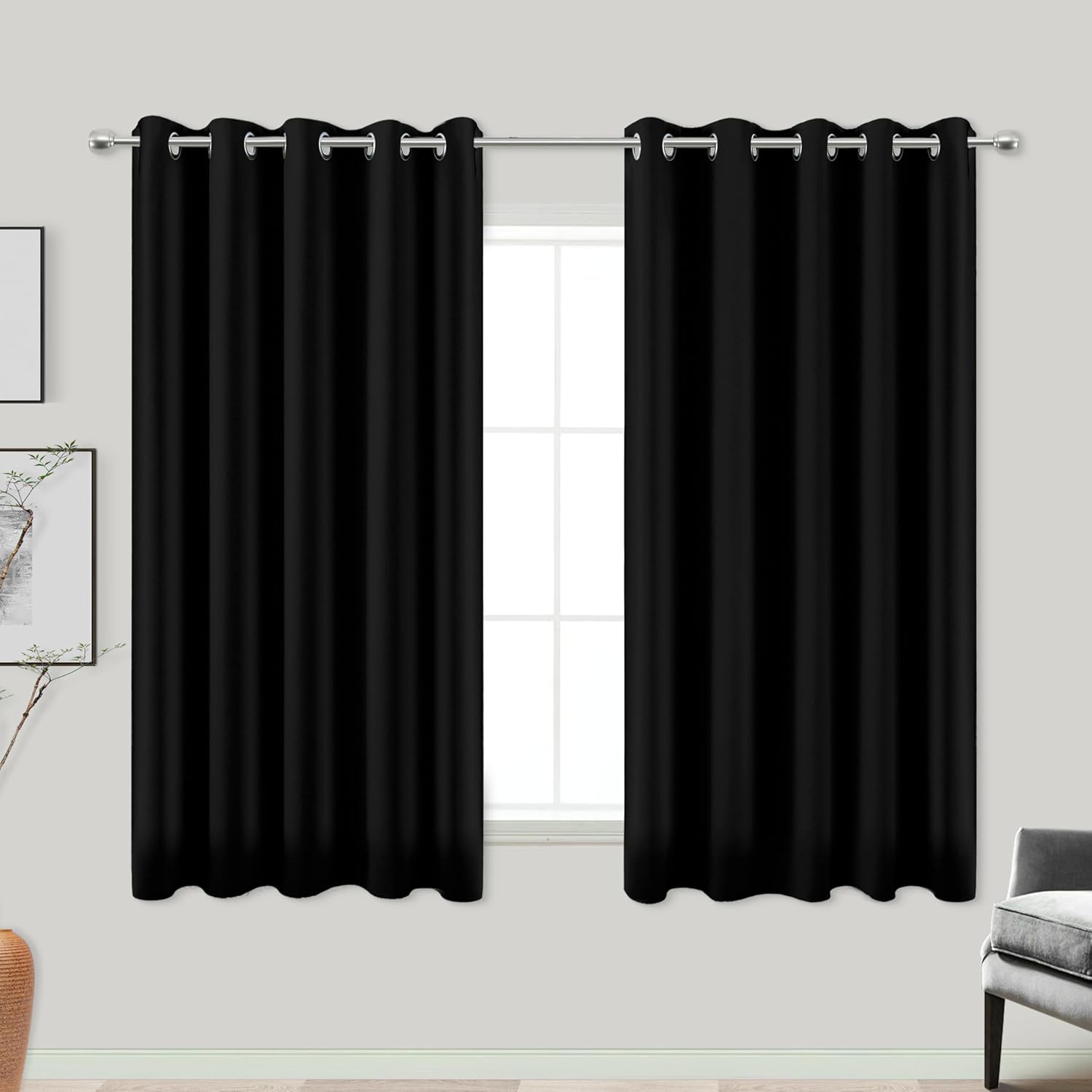 KOUFALL Halloween Blackout Curtains - 60x48 Inch for Kitchen & Bathroom