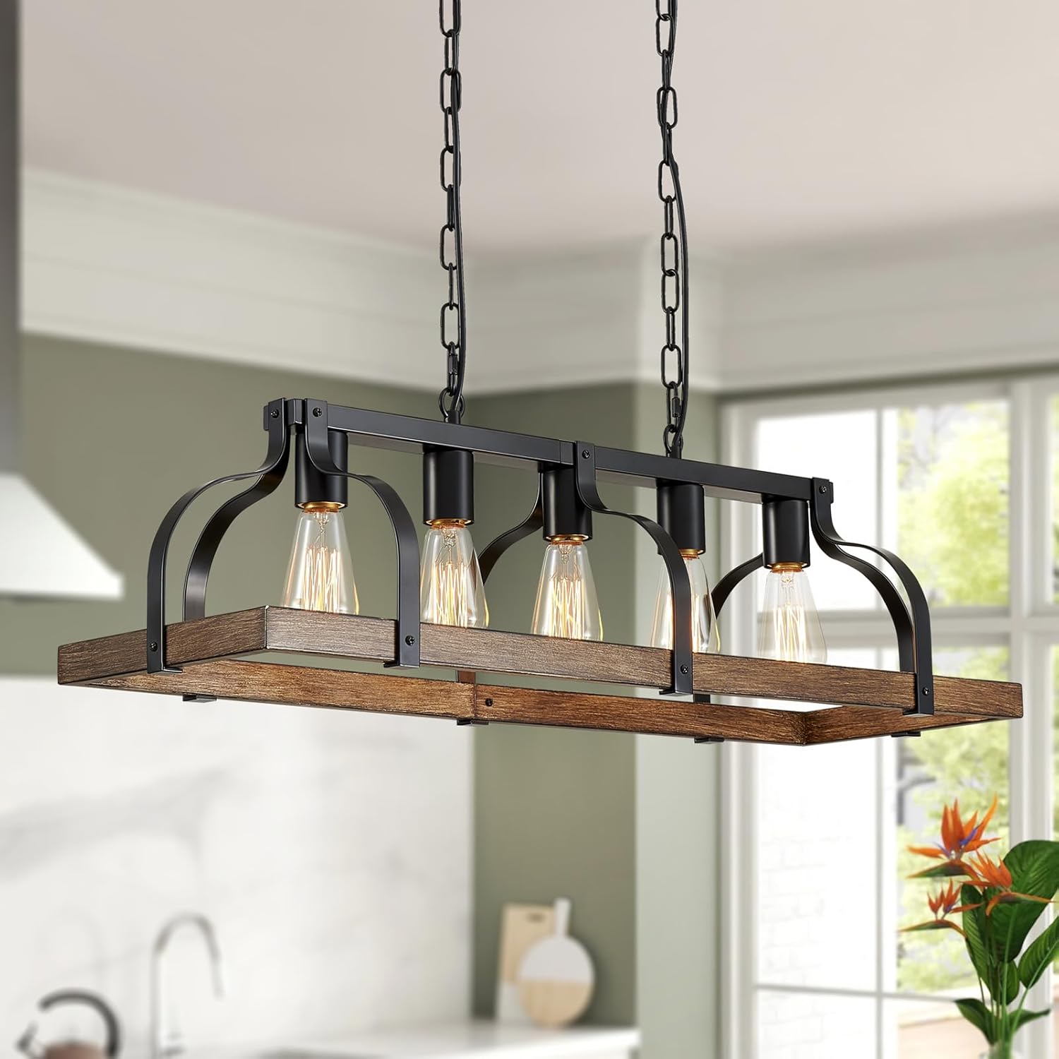 WUZUPS 5-Light Metal Chandelier for Rustic Farmhouse Style
