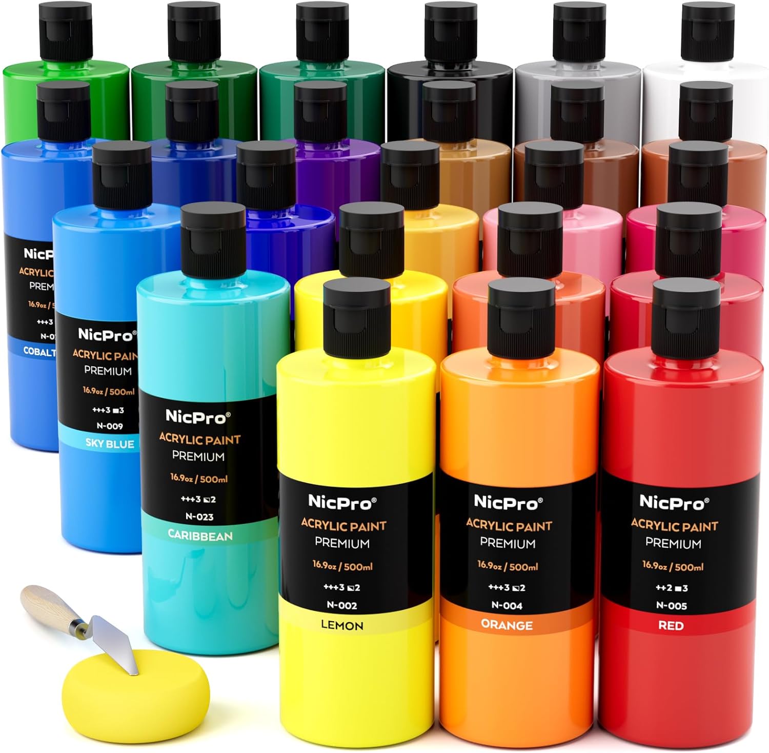 Nicpro 24 Colors Large Bulk Acrylic Paint Set for Artists