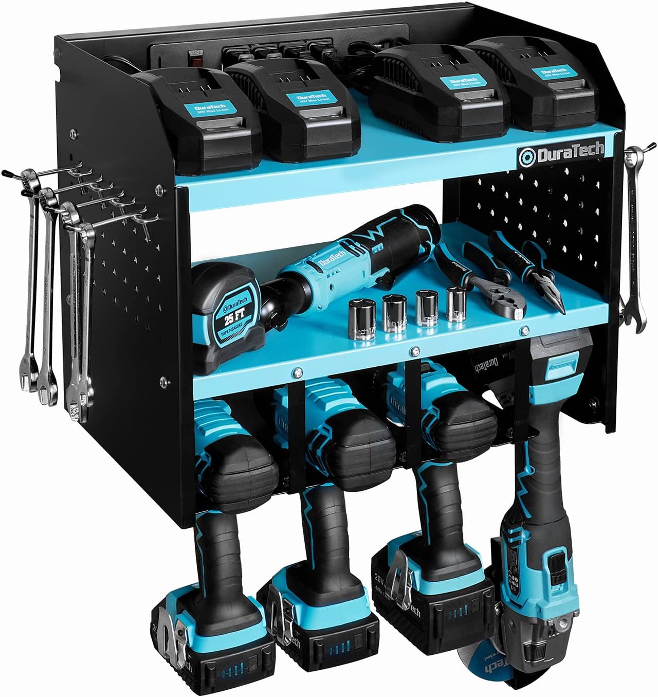 DURATECH Power Tool Organizer with Power Strip - Organize Efficiently