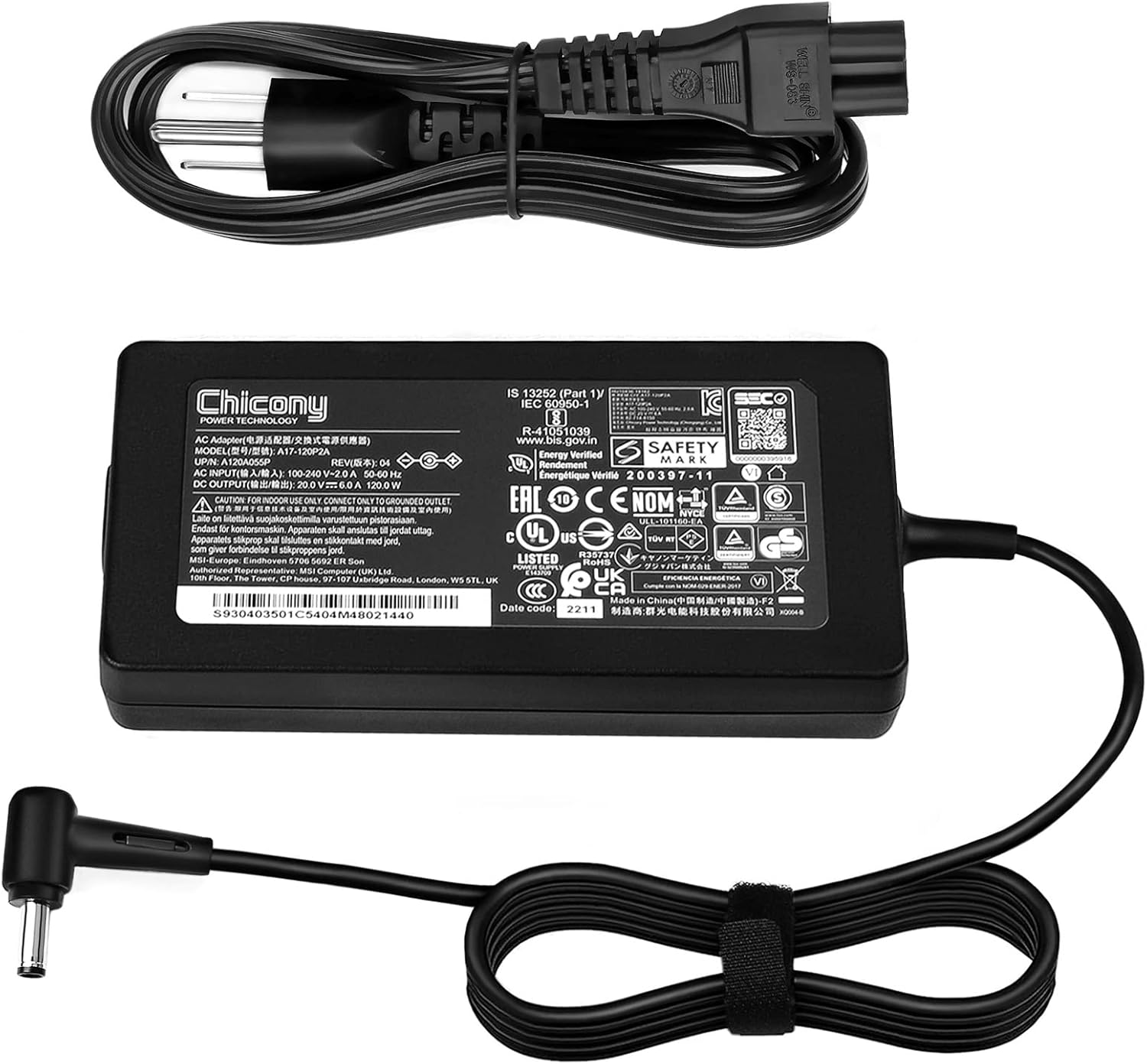 120W 6A Laptop Charger for MSI Thin and Cyborg Series
