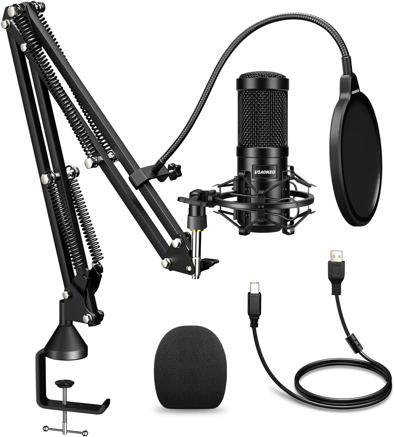 Aokeo USB Condenser Microphone for Streaming and Podcasting