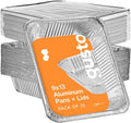 GUSTO 25 Count 9x13 Inch Aluminum Pans with Lids for Cooking