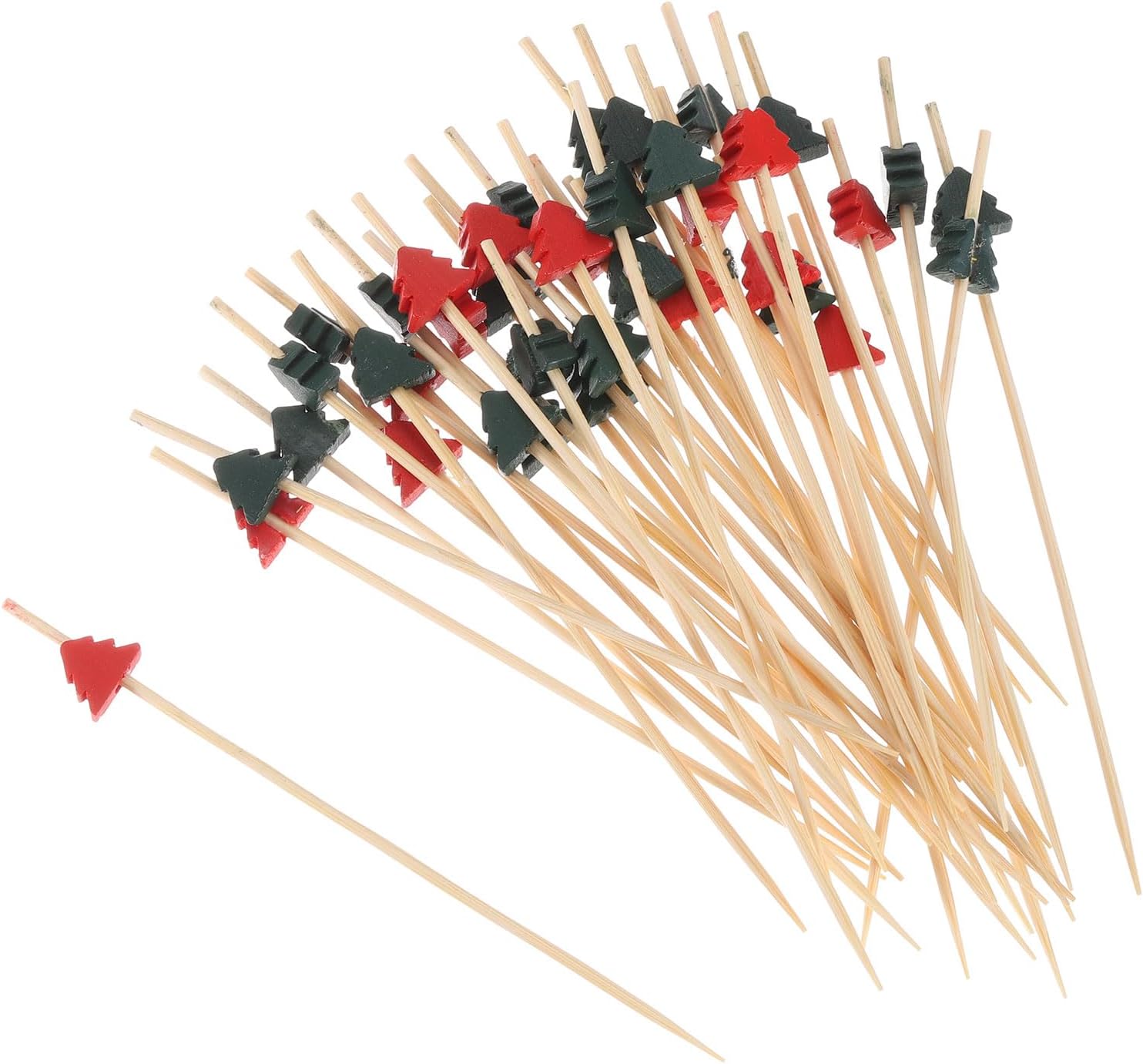 Bamboo Christmas Tree Cocktail Picks - 100Pcs 4.72 Festive Skewers