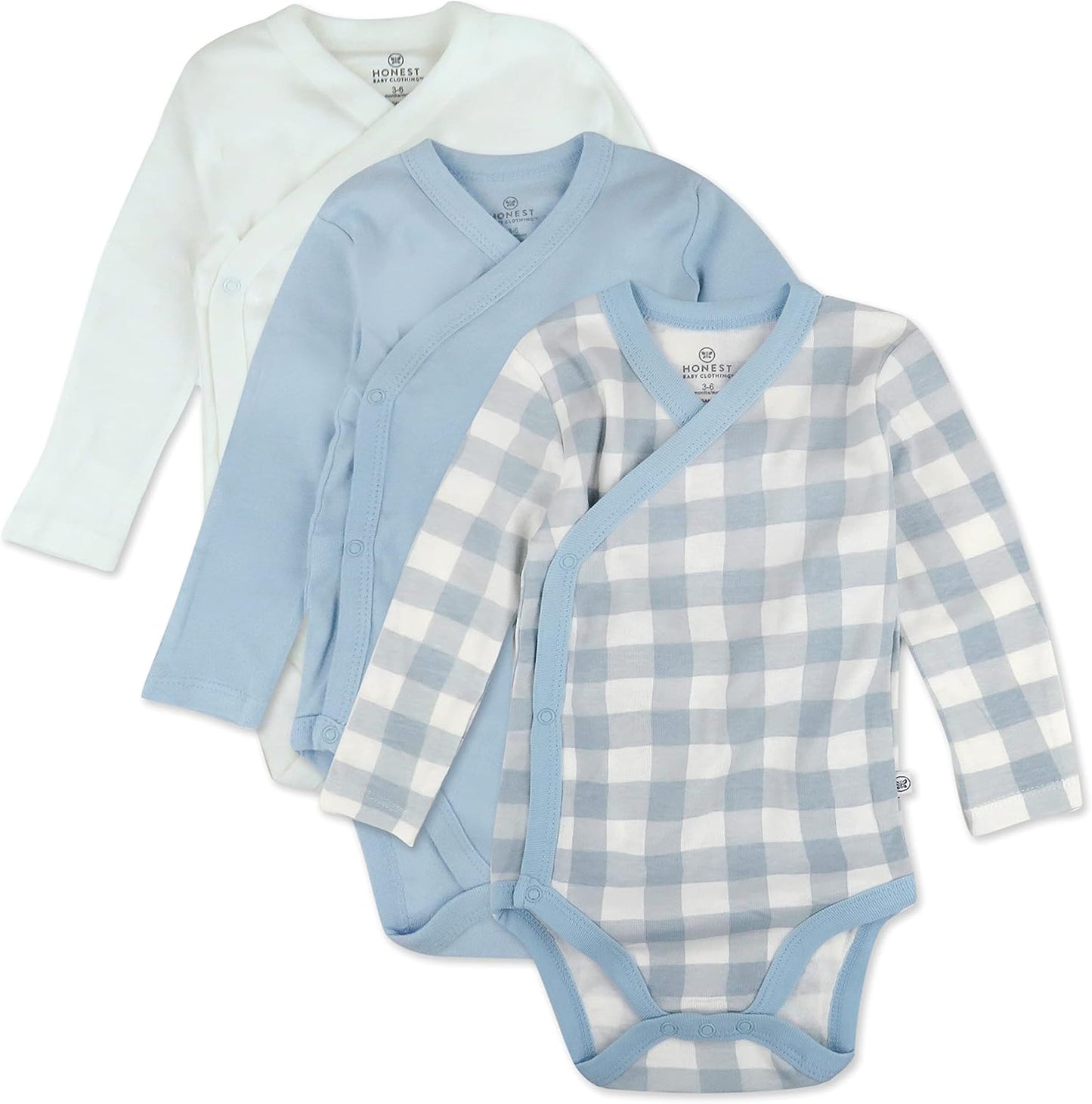 HonestBaby Long Sleeve Side-snap Kimono Bodysuits for Infants