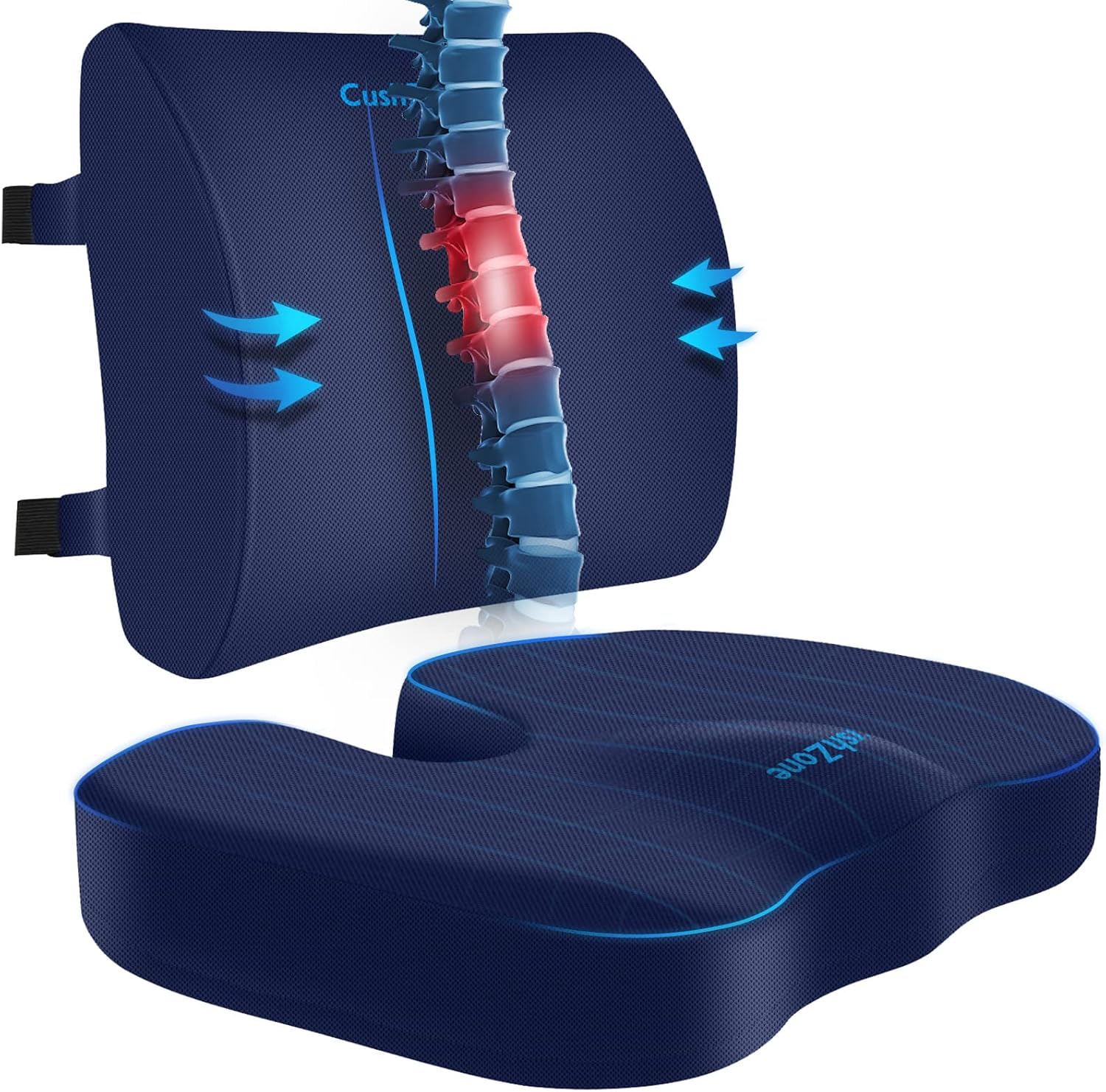 Seat Cushion and Lumbar Support Pillow for Pain Relief