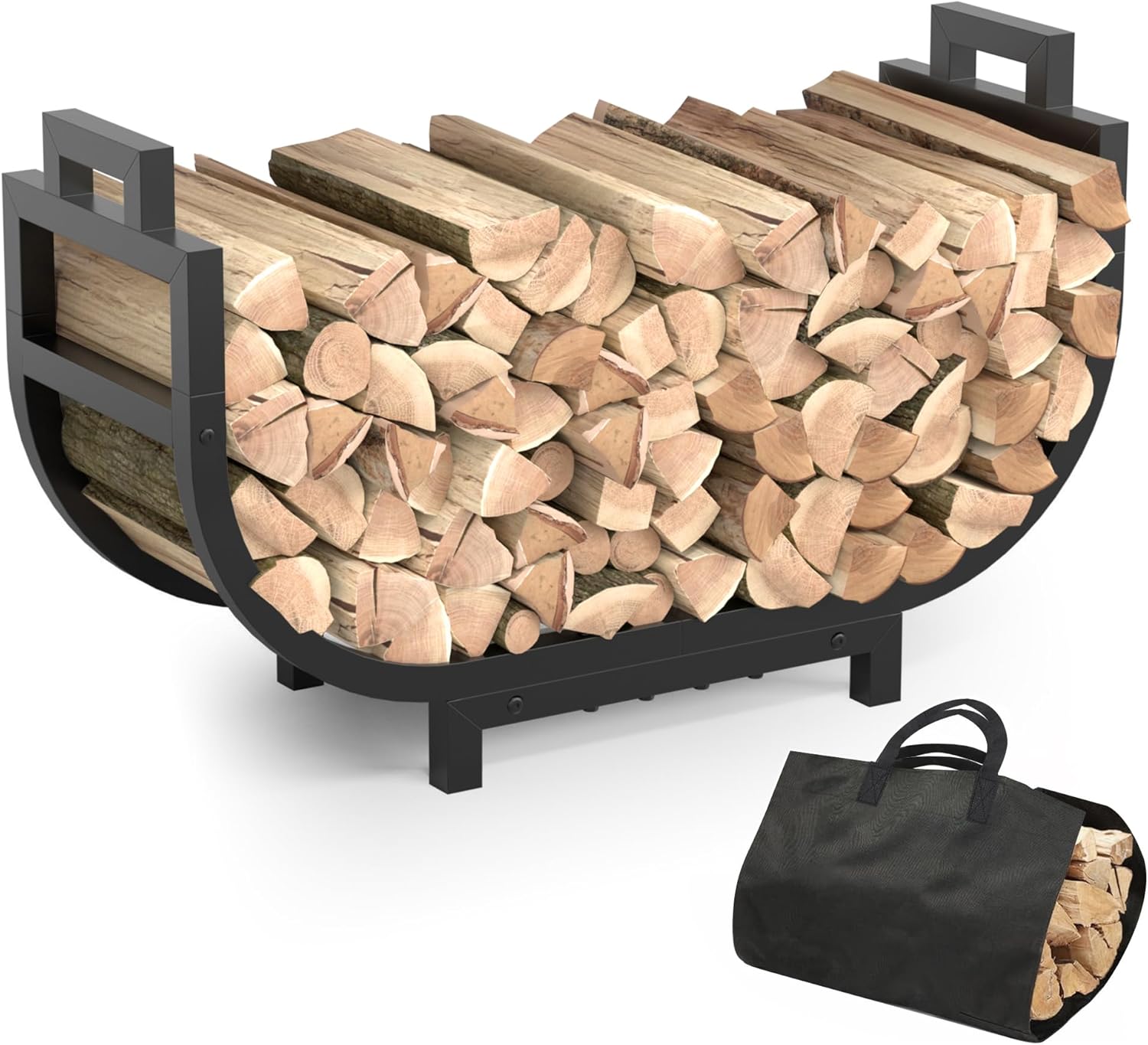 34 Inch Firewood Rack for Indoor and Outdoor Use, Heavy Duty