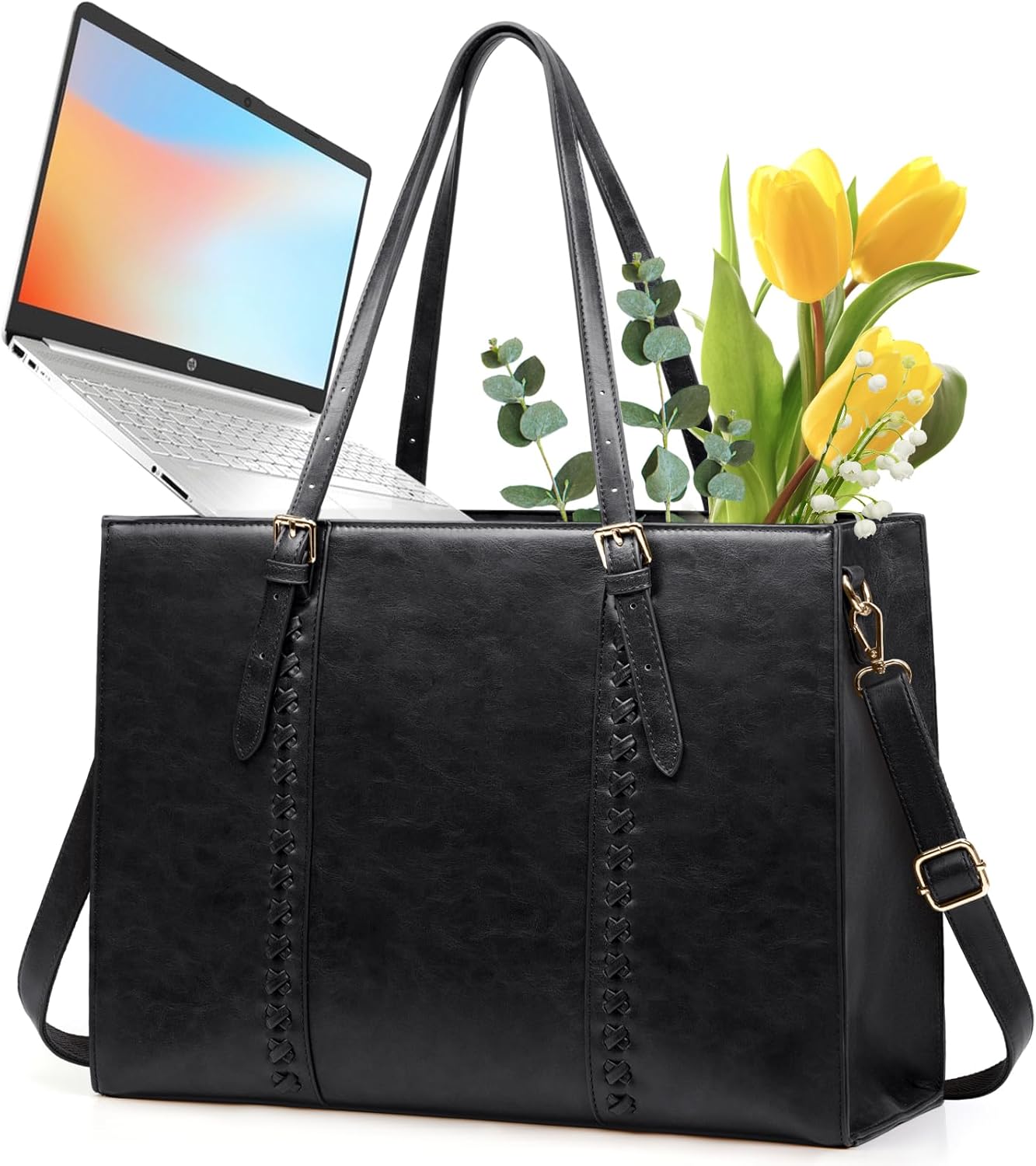RAINSMORE Laptop Bag for Women - Stylish 15.6 inch Tote