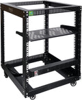 RIVECO 19in 12U Server Rack Open Frame with Wheels & PDU - Portable