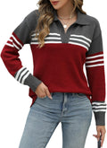 CiCiBird Women V Neck Color Block Sweater - Cozy Casual Pullover Shoes