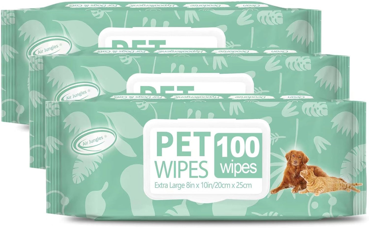 Extra Large Hypoallergenic Pet Wipes - 3in1 Clean, Groom, Deodorize