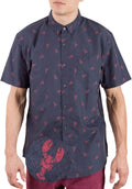 Mens Short Sleeve Button Down Novelty Print Shirt - Lobster Casual