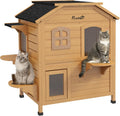 PawHut 2-Story Cat House Outdoor - Weatherproof Wooden Shelter