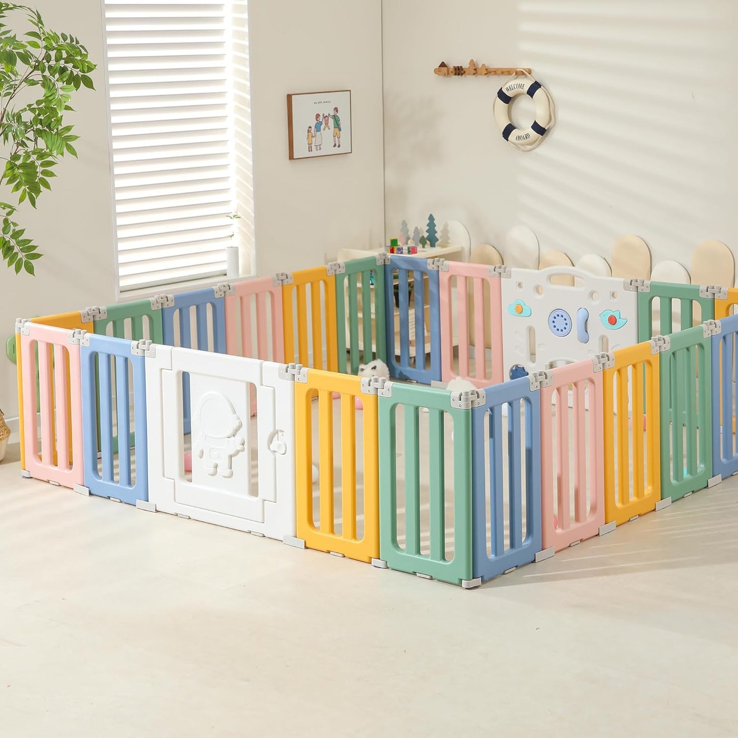 Extra Large Foldable Playpen for Babies and Toddlers - Colorful