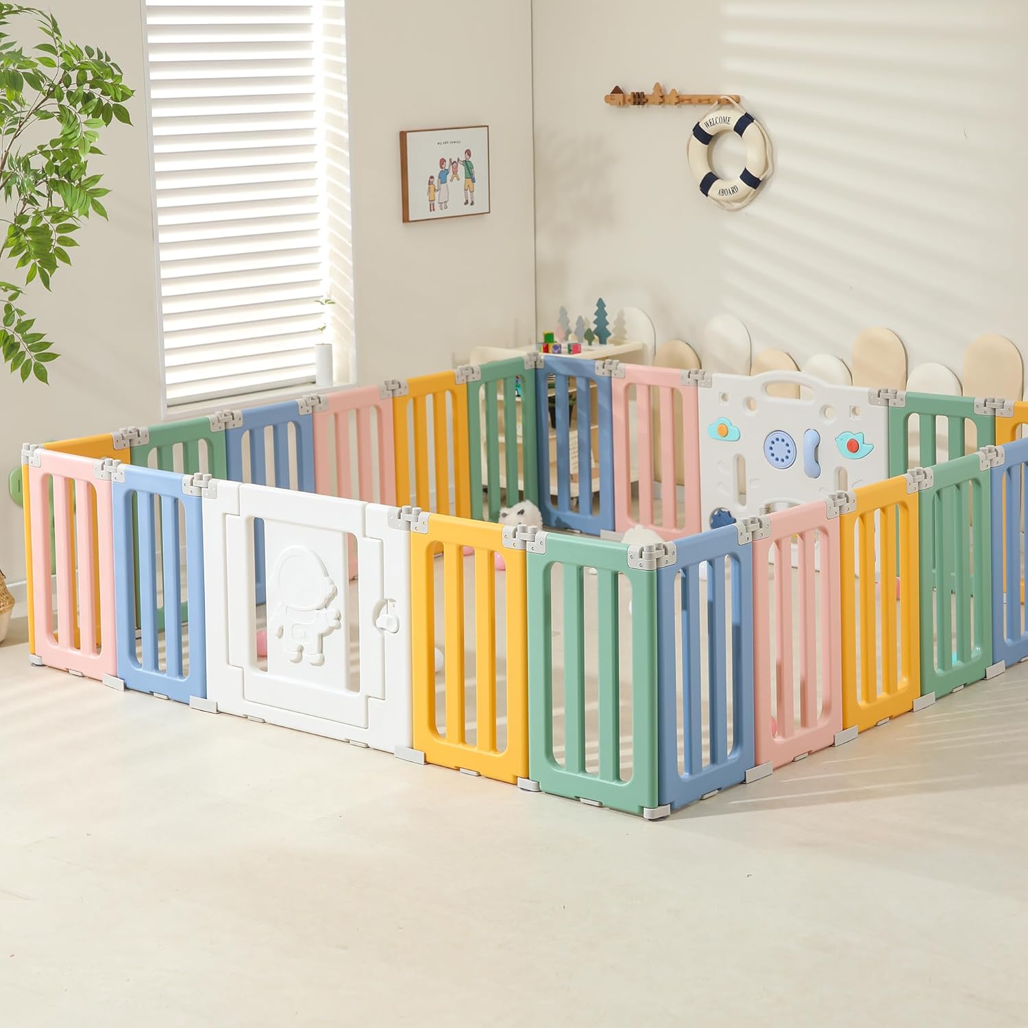 Extra Large Foldable Playpen for Babies and Toddlers - Colorful