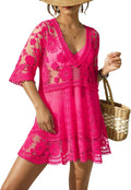 Stylish Women's Contrast Lace Cover Up by Eomenie for Beach Wear