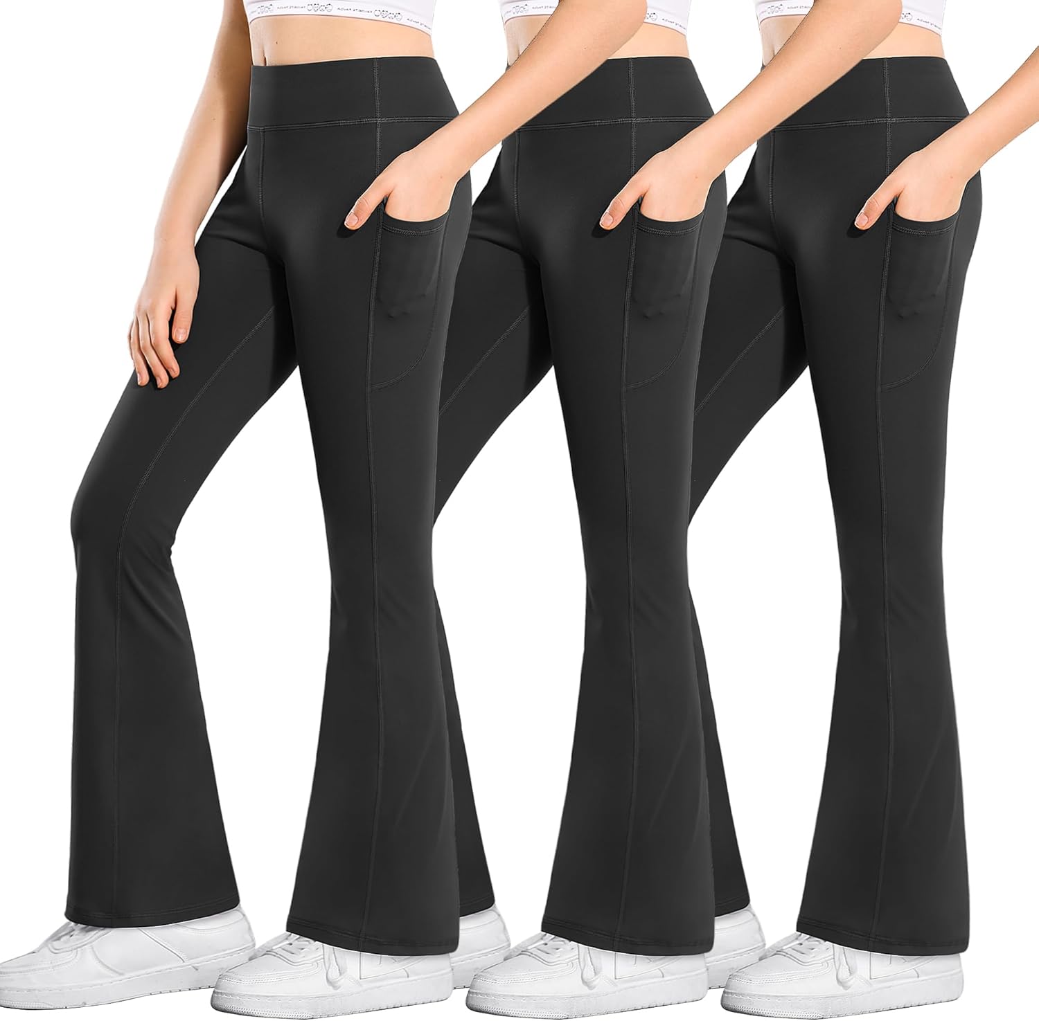 Stelle Girl's Flare Leggings with Pockets for Active Kids