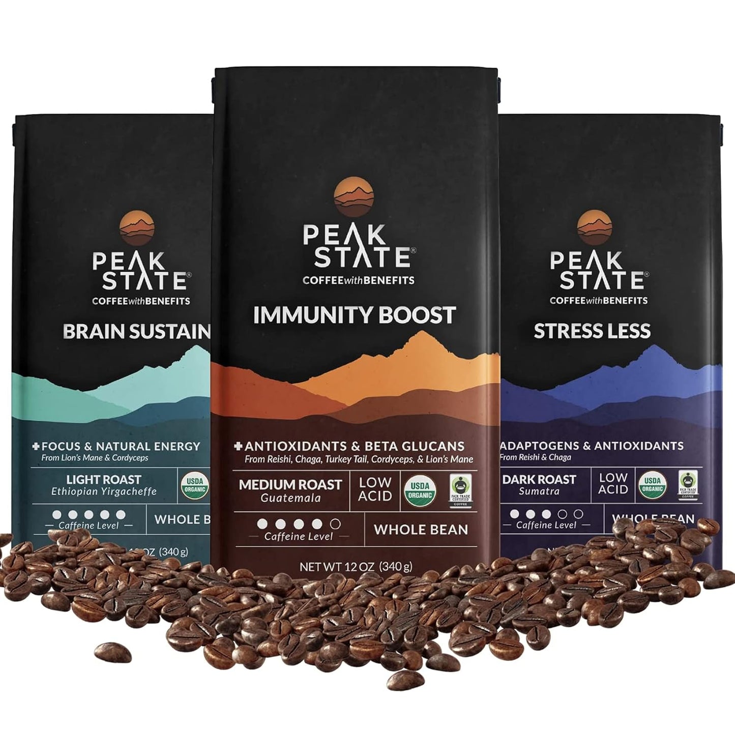 Immunity Boost & Brain Fuel Trio, 3 Bag Variety Pack