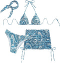Women's 4 Piece Bikini Set with Mesh Cover Up - Sexy Triangle Swimwear