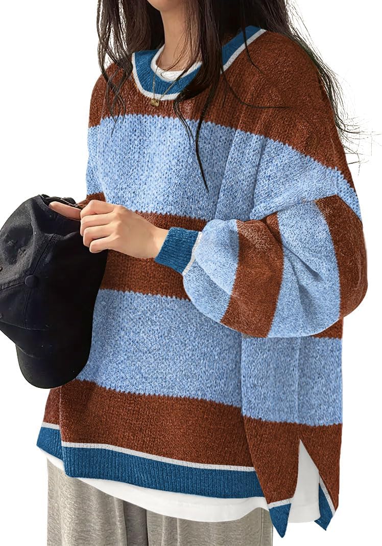 Women's Oversized Crewneck Sweater for Cozy Fall Fashion