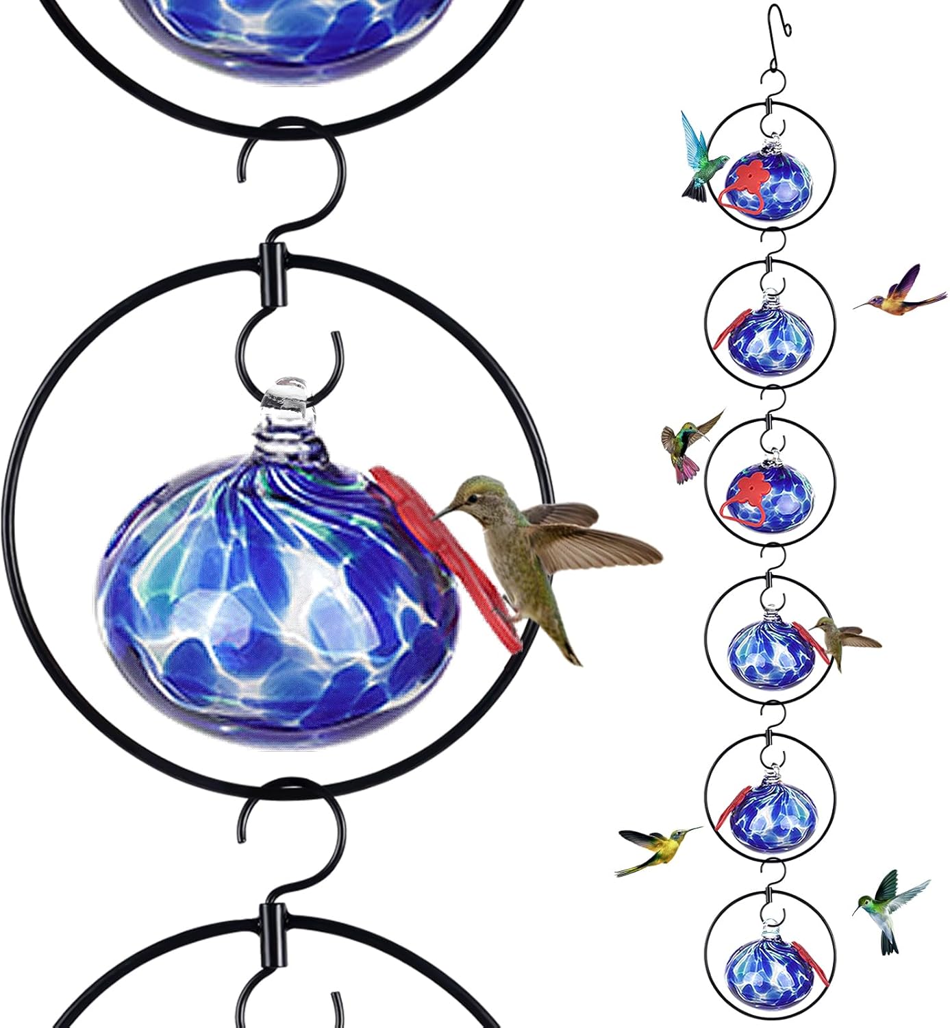 Flexible 6 Pack Hummingbird Feeders for Outdoors with 6 Ports