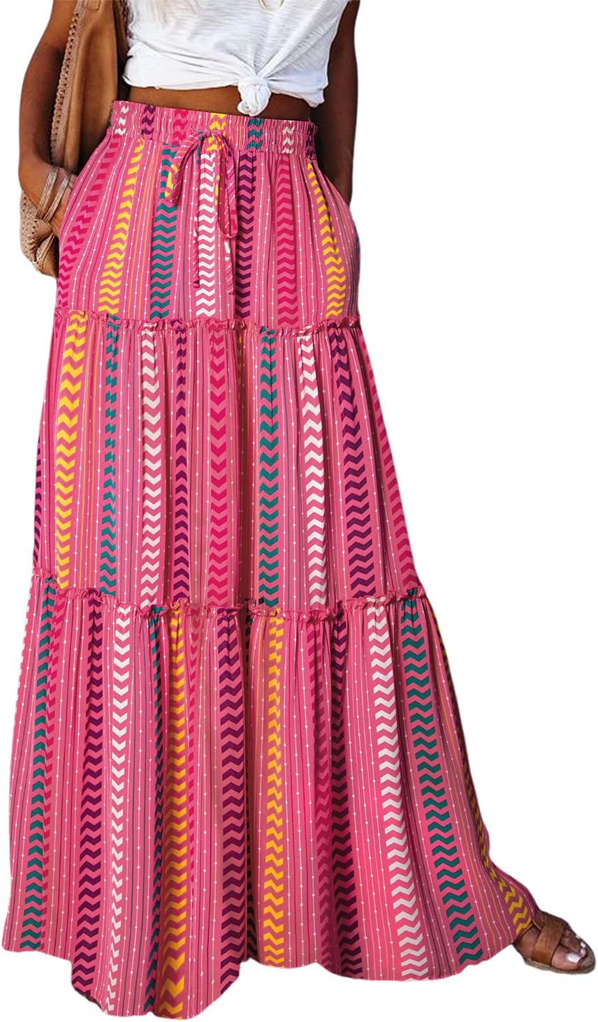 Boho Floral Print Maxi Skirt for Women - Elegant and Trendy