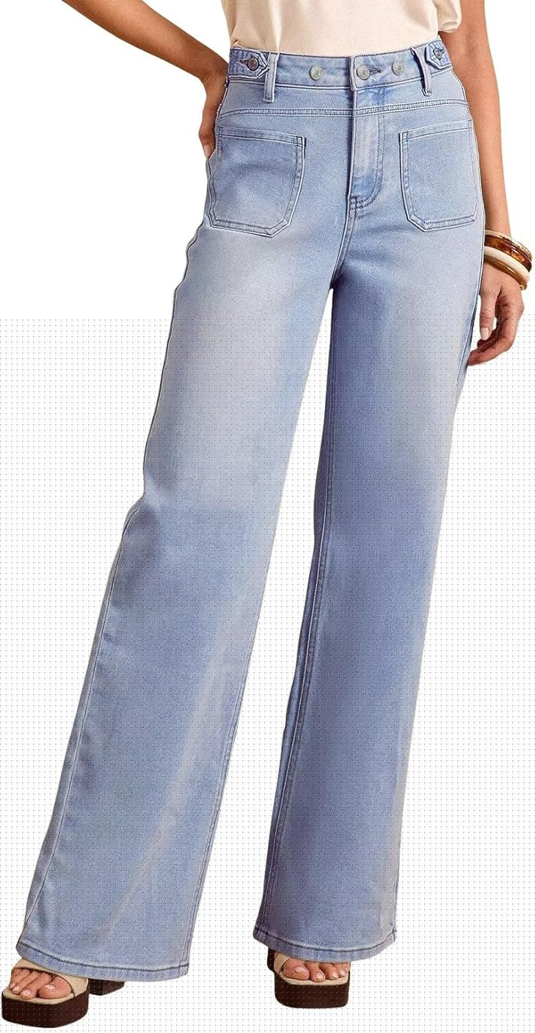 Allimy Womens Jeans High Waisted Straight Leg Baggy Fit Style