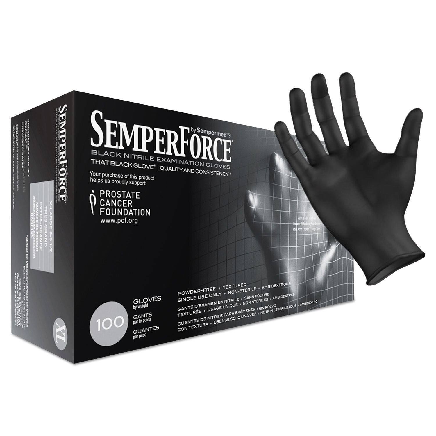 Sempermed X-Large Black Nitrile Gloves - Case of 1000