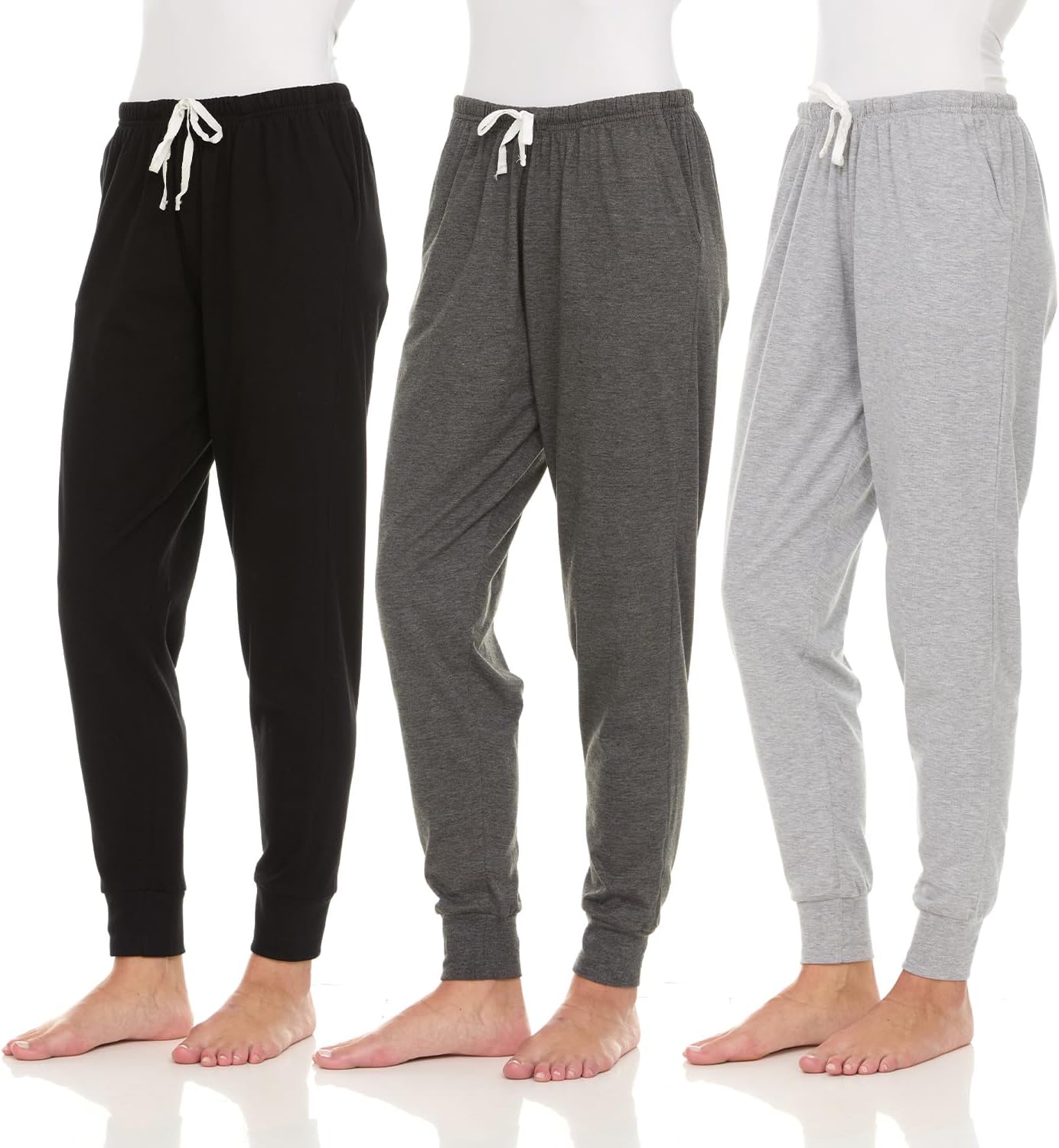 Essential Elements 3 Pack Womens Cotton Joggers for All-Day Comfort