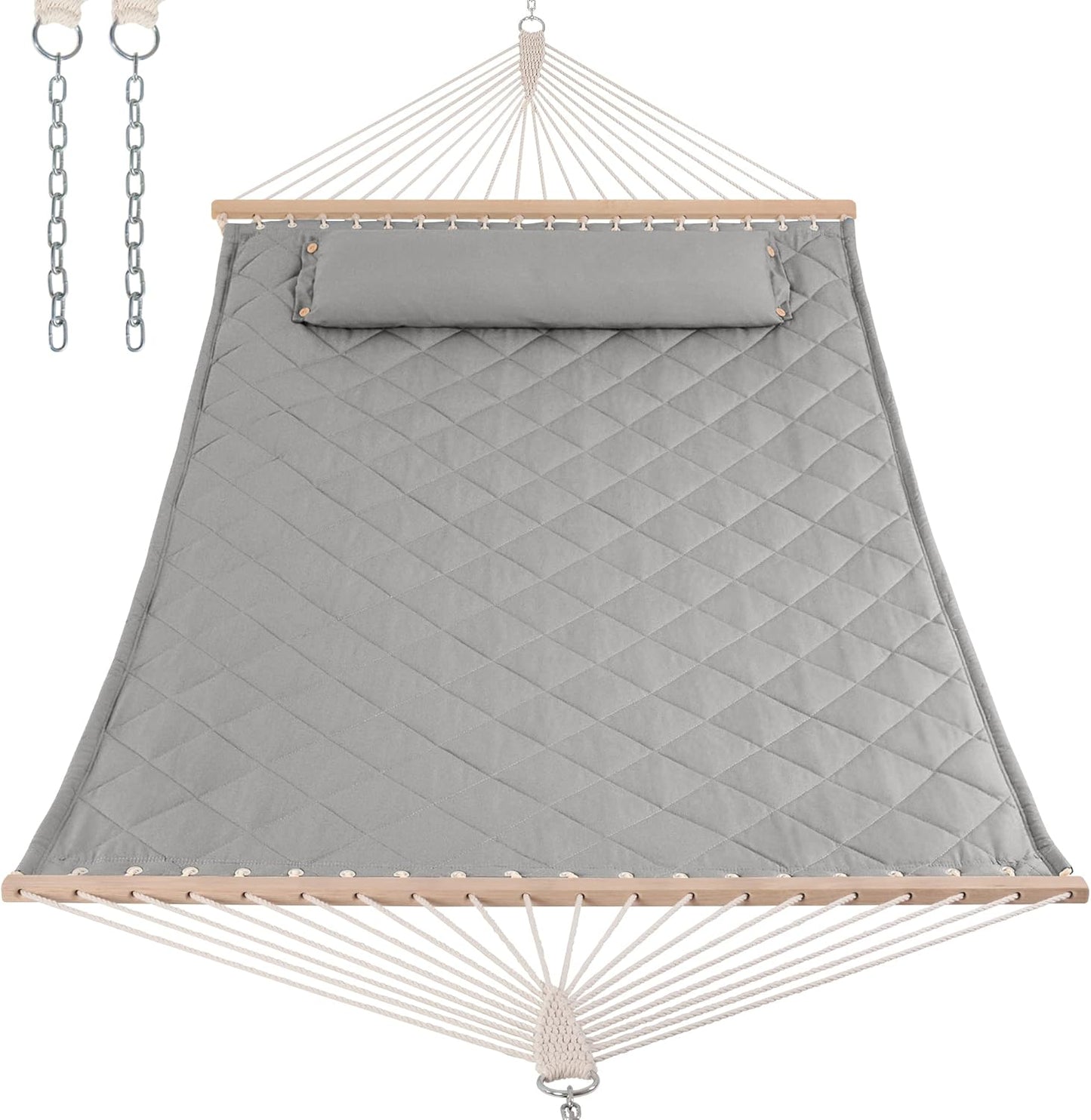 Heavy Duty Hammock with Spreader Bars for Two Persons Comfort