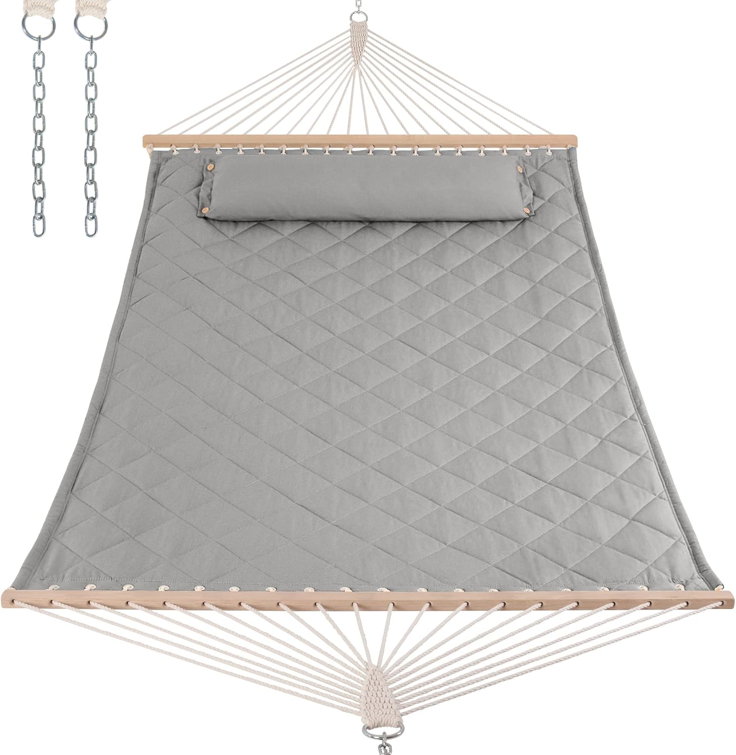 Heavy Duty Hammock with Spreader Bars for Two Persons Comfort