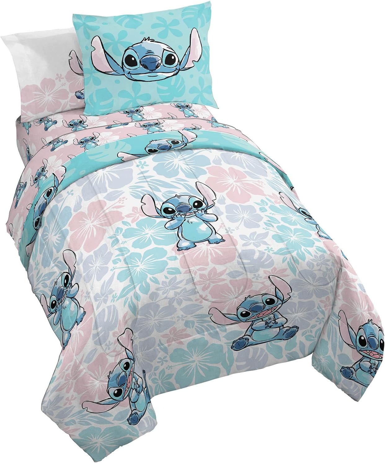 Lilo & Stitch Twin Comforter Set - 5 Piece Floral Bedding