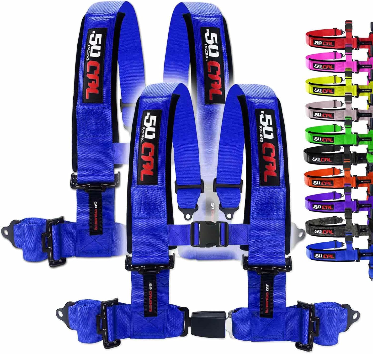 2pc Blue 4 Point Harness for Bucket Seat with Push Button Release