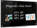 Black Dry Erase Board 24 in x 18 in Frameless Magnetic Glass - Sleek