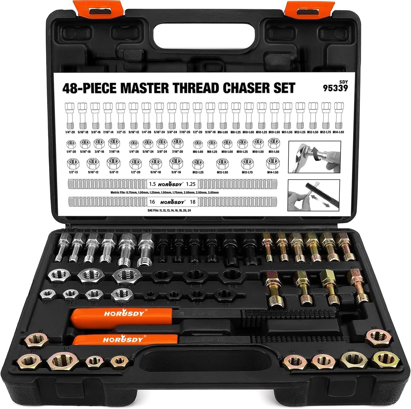 48-Piece Thread Chaser Set for Rethreading and Repair Tasks