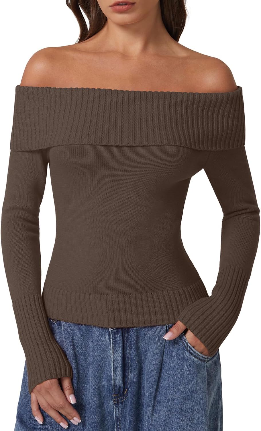Stylish Off The Shoulder Sweater for Women by QINSEN