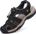FLARUT Men's Sport Sandals Closed Toe Leather Trail Sandals Comfortabe