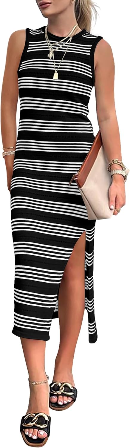 PRETTYGARDEN Women's Summer Dresses Casual Sleeveless Midi Dress