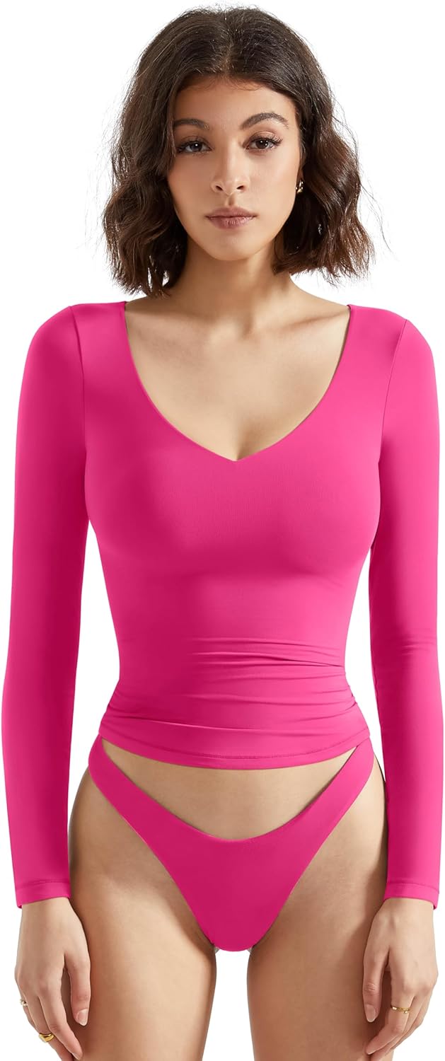 SUUKSESS Women Double Lined V Neck Crop Tank Tops for Casual Wear