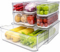 8 Pack Refrigerator Organizers Clear Pull-out Drawer Bins - Space