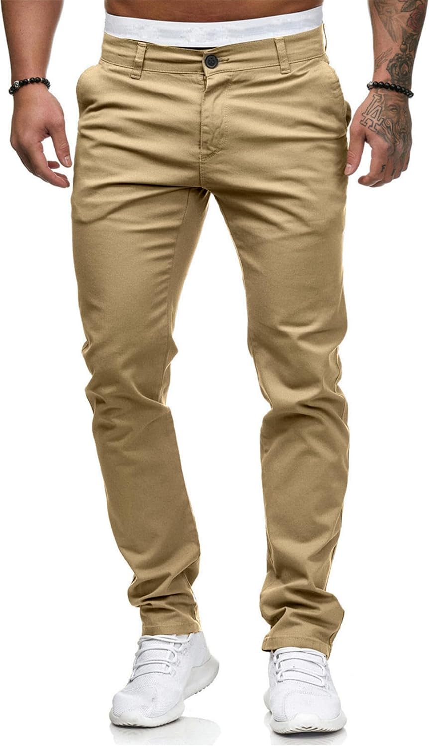 HUNGSON Mens Chinos Dress Pants for Comfort and Style