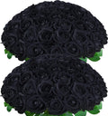 Black Velvet Roses 50 Pcs Artificial Flowers Bouquet - Real Touch