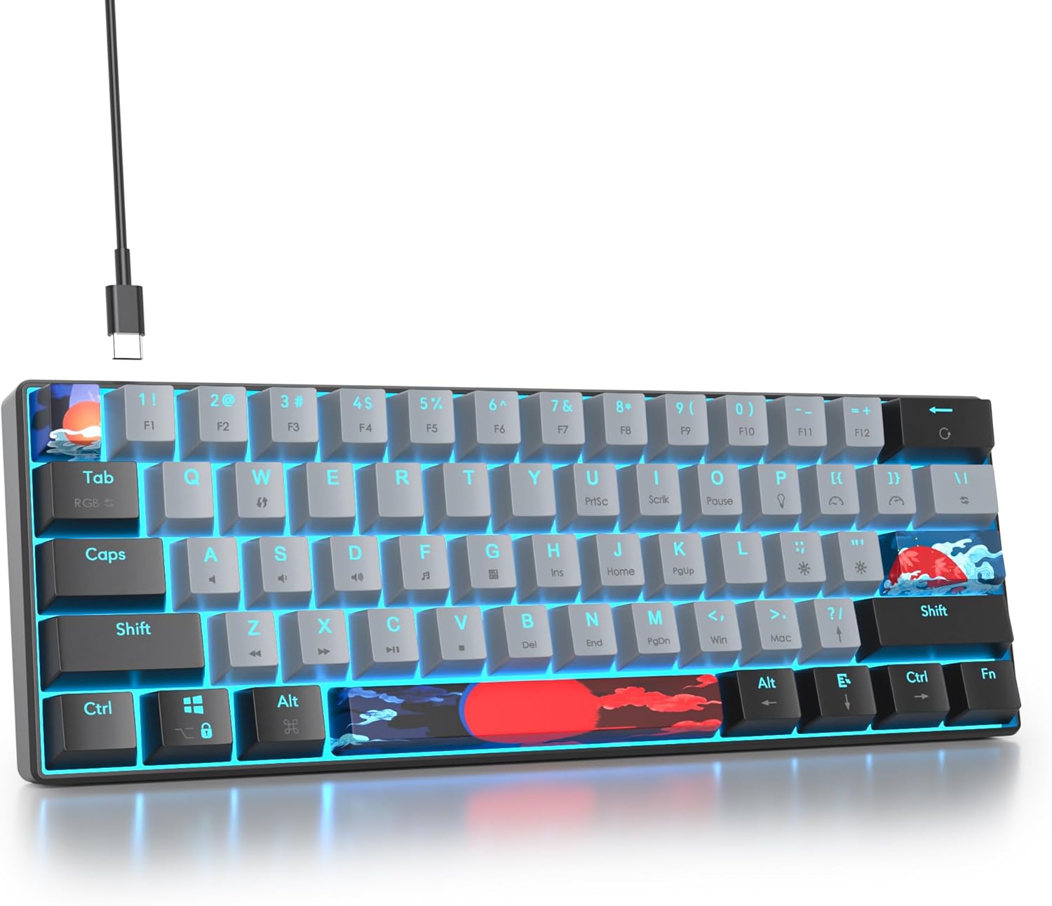 Mini Mechanical Keyboard with RGB Backlit Blue Switch