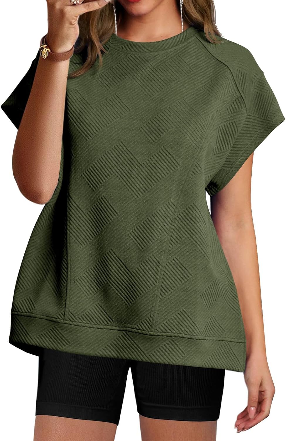 Fisoew Oversized Textured Sweatshirt for Effortless Style