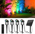 Solar Spotlights Outdoor RGBW 4-Pack - Long-Run 6000mAh Battery