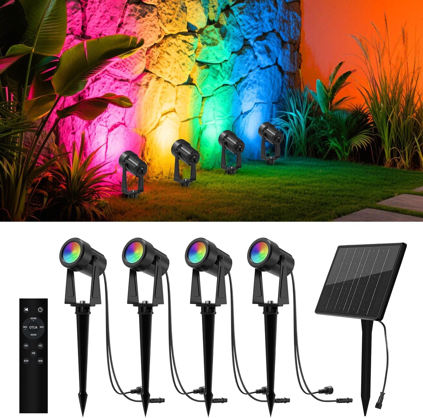 ZYAN Solar Spotlights Outdoor with Remote Control for Gardens